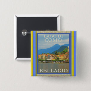 Bóton Quadrado 5.08cm Botão Poster Bellagio Itália