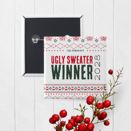 Bóton Quadrado 5.08cm Botão Prêmio Vencedor do Concurso Ugly Sweater