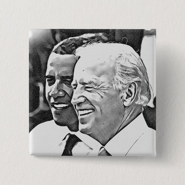Bóton Quadrado 5.08cm Botão Presidente Obama e Vice-Presidente Biden (Frente)
