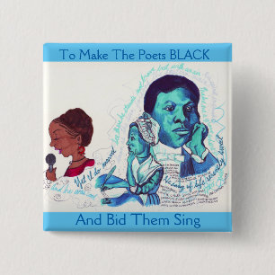 Bóton Quadrado 5.08cm Botão preto da história dos poetas pretos