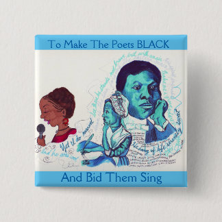 Bóton Quadrado 5.08cm Botão preto da história dos poetas pretos