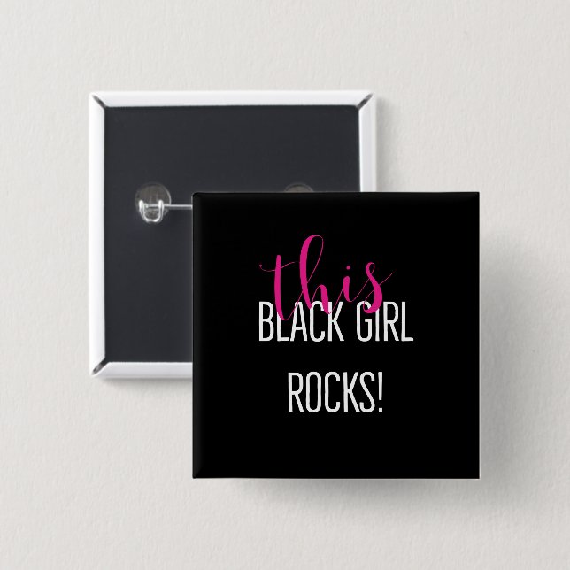 BÓTON QUADRADO 5.08CM BOTÃO PRETO DA ROCHA DAS MENINAS (Frente & Verso)