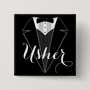 Bóton Quadrado 5.08cm Botão preto e branco da festa de casamento de