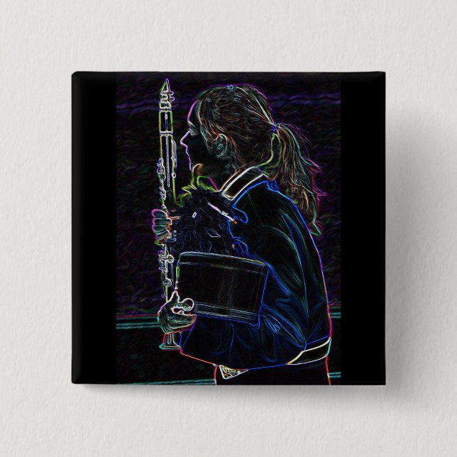 Bóton Quadrado 5.08cm Botão Quadrado Clarinetista Marching (Frente)