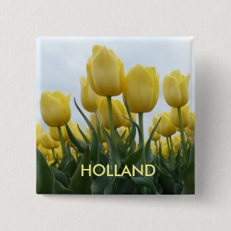 Bóton Quadrado 5.08cm Botão Quadrado das Tulipas Amarelas Holland