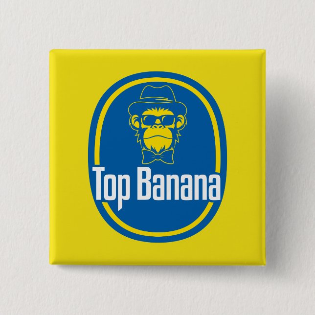 Bóton Quadrado 5.08cm Botão Quadrado de 2 Polegadas Top Banana (Frente)