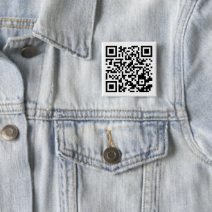 Bóton Quadrado 5.08cm Botão Quadrado de Código QR Personalizável para Qu