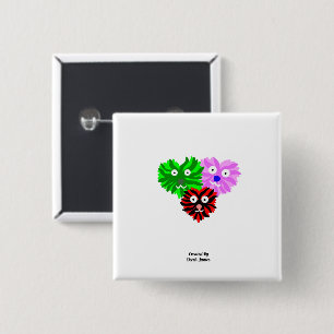 Bóton Quadrado 5.08cm Botão Quadrado de Felpudos Cardíacos