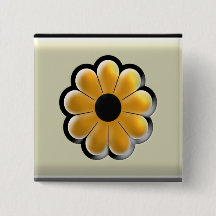 Botão Quadrado de Flor Amarela – Design Floral Mod