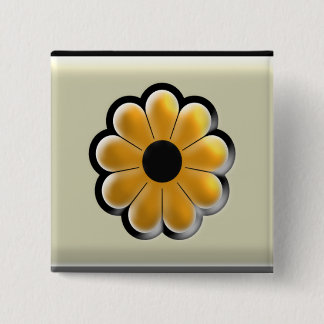 Bóton Quadrado 5.08cm Botão Quadrado de Flor Amarela – Design Floral Mod