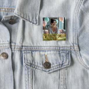 Bóton Quadrado 5.08cm Botão Quadrado de Foto Personalizada Em Memória Ca