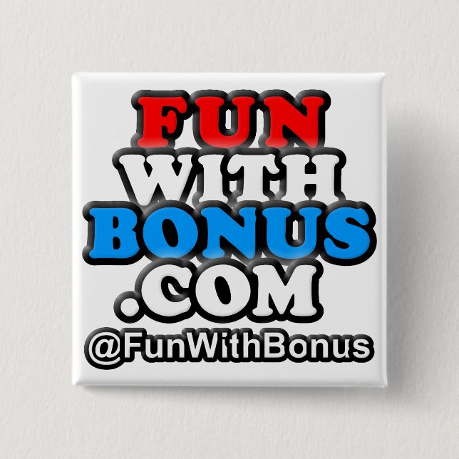 Bóton Quadrado 5.08cm botão quadrado de FunWithBonus.com (Frente)