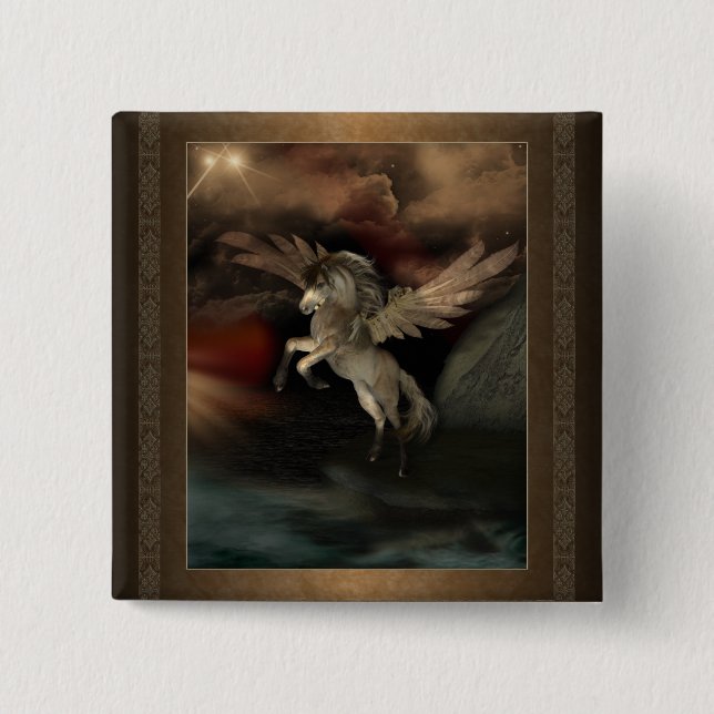 Bóton Quadrado 5.08cm Botão quadrado de Pegasus (Frente)