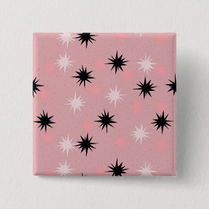 Bóton Quadrado 5.08cm Botão Quadrado de Starbursts Rosa Atômico