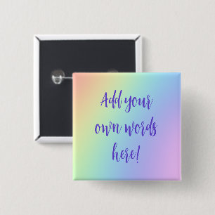 Bóton Quadrado 5.08cm Botão Quadrado do Arco-Íris Personalizado