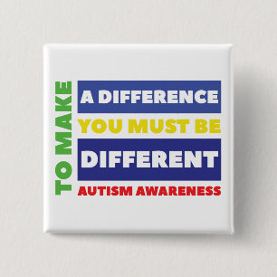 Bóton Quadrado 5.08cm Botão Quadrado do Autism
