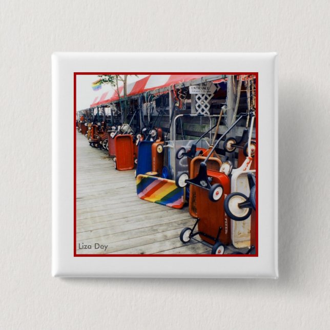 Bóton Quadrado 5.08cm Botão Quadrado do Orgulho de Cereja (Frente)