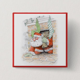 Bóton Quadrado 5.08cm Botão quadrado do papai noel mal-humorado