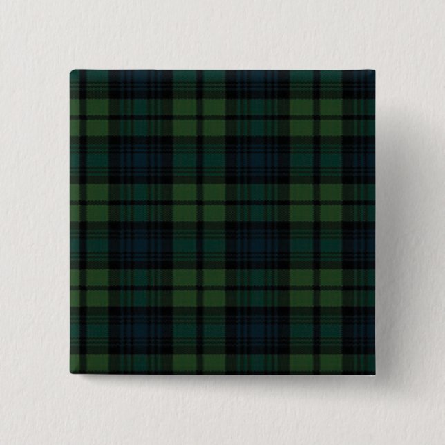 Bóton Quadrado 5.08cm Botão Quadrado do Tecido Tartan (Frente)
