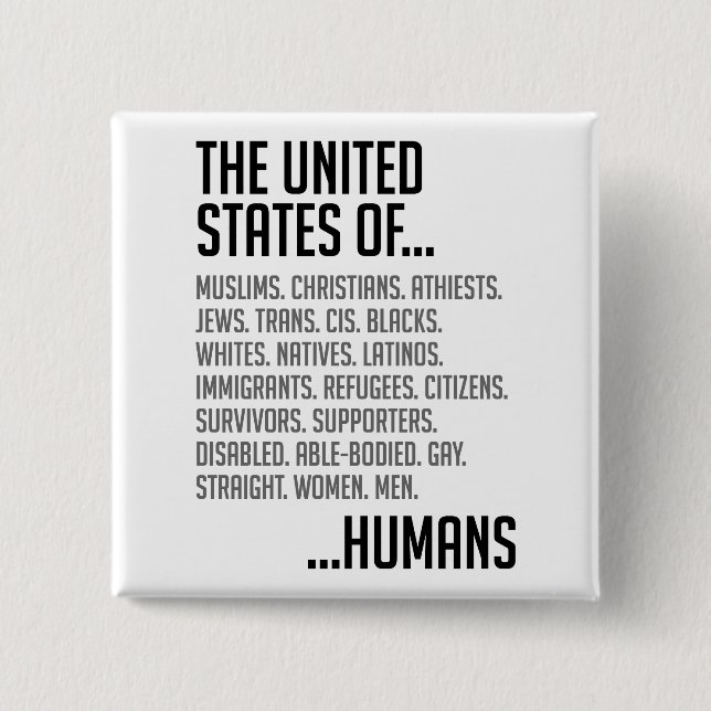 Bóton Quadrado 5.08cm Botão quadrado dos Estados Unidos (Frente)