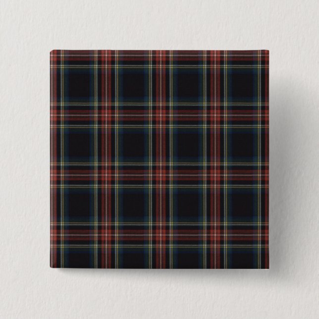 Bóton Quadrado 5.08cm Botão Quadrado Tartan (Frente)