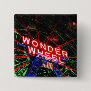 Bóton Quadrado 5.08cm Botão Quadrado 'Wonder Wheel Neon'