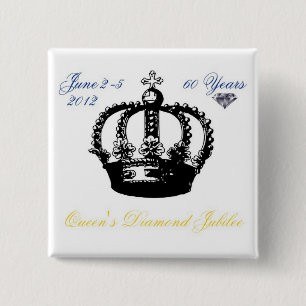 Bóton Quadrado 5.08cm Botão Queens Diamond Jubilee 2012
