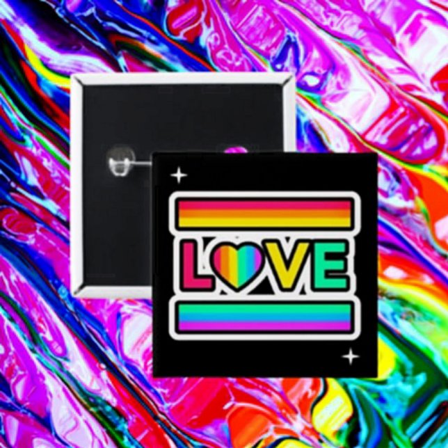 Bóton Quadrado 5.08cm Botão Rainbow Love (Criador carregado)