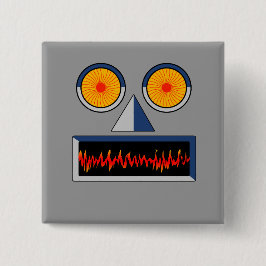 Bóton Quadrado 5.08cm Botão Robot Face