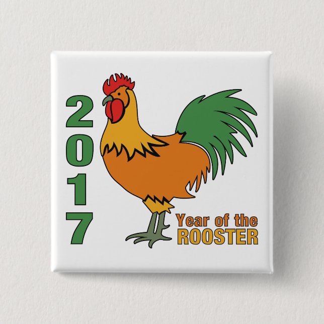 Bóton Quadrado 5.08cm botão Rooster 2017 (Frente)