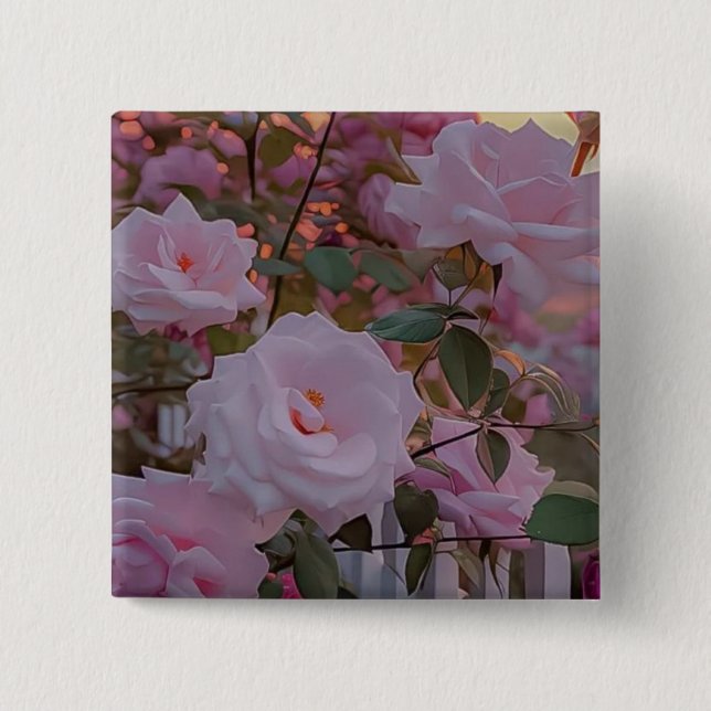 Bóton Quadrado 5.08cm Botão rosa feminino  (Frente)
