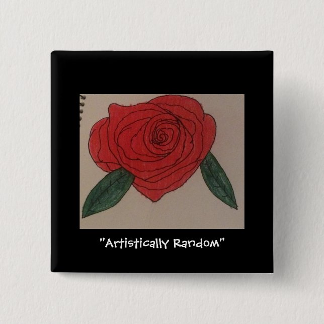 Bóton Quadrado 5.08cm botão rosa preto quadrado (Frente)