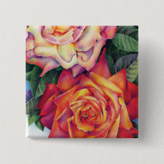 Bóton Quadrado 5.08cm Botão "Rosas"