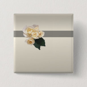 Bóton Quadrado 5.08cm Botão Rosas de Casamento