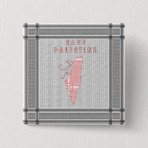 Bóton Quadrado 5.08cm Botão Salvar Palestina - Botão Pino Palestino