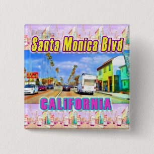 Bóton Quadrado 5.08cm Botão "Santa Monica Blvd 1"