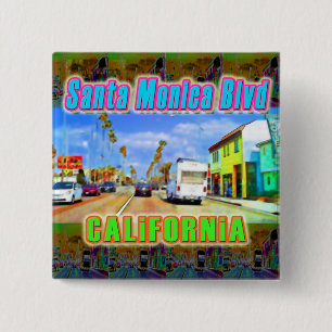 Bóton Quadrado 5.08cm Botão "Santa Monica Blvd 2"