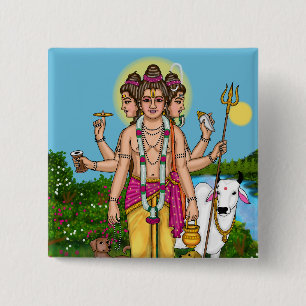 Bóton Quadrado 5.08cm Botão Senhor Dattatreya
