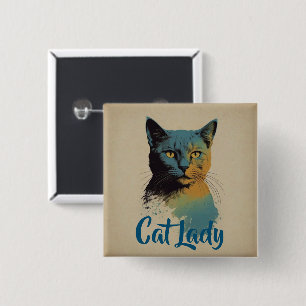 Bóton Quadrado 5.08cm Botão Senhora de Gato