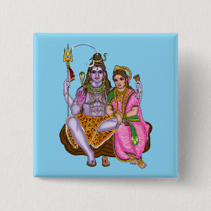 Bóton Quadrado 5.08cm Botão Shiva Parvati