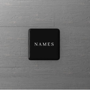 Bóton Quadrado 5.08cm Botão Simples Preto Personalizado Adicionar Seu N