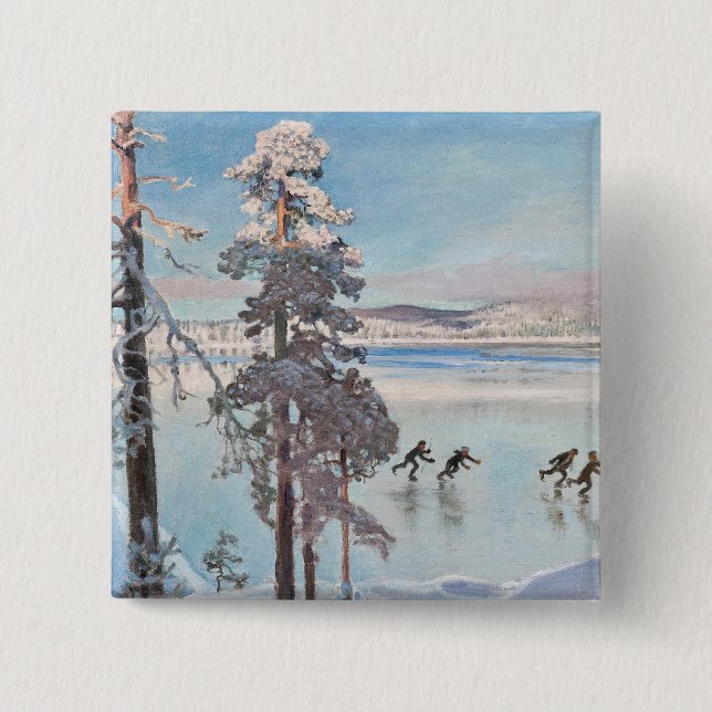 Bóton Quadrado 5.08cm Botão Skateres de Gallen-Kallela (Frente)