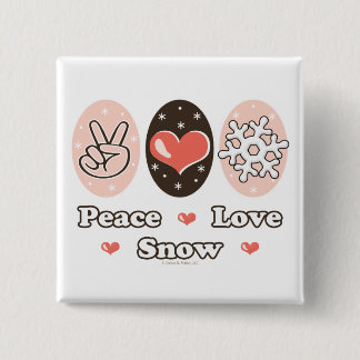 Bóton Quadrado 5.08cm Botão Snowflake de Paz e Amor