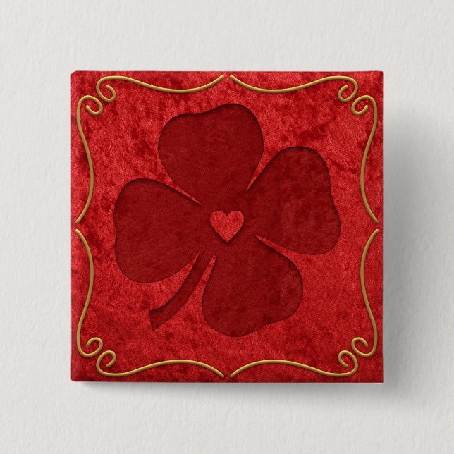 Bóton Quadrado 5.08cm Botão Sortudo (Frente)