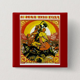 Bóton Quadrado 5.08cm Botão soviético do primeiro de Maio 1920