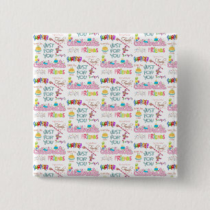 Bóton Quadrado 5.08cm Botão Surpresa da Família Feliz Aniversário