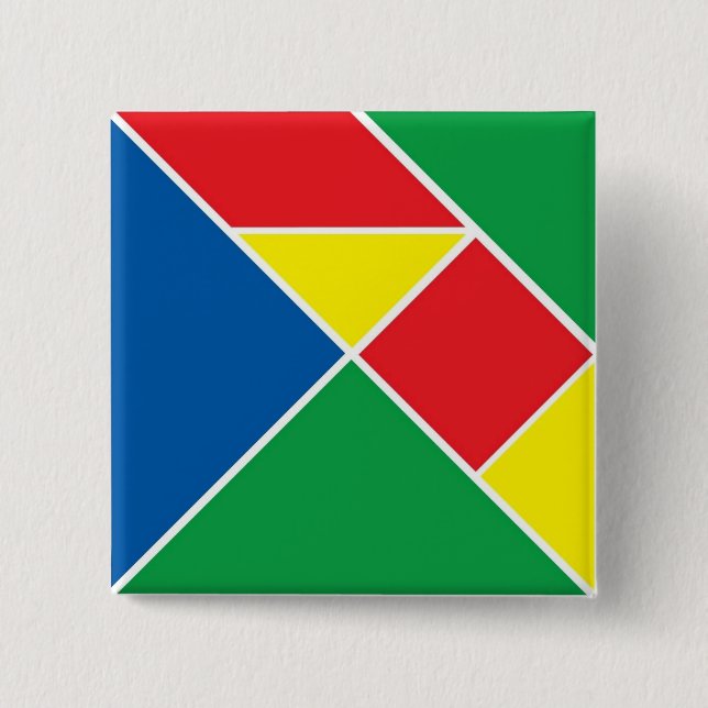 Bóton Quadrado 5.08cm Botão Tangram (Frente)