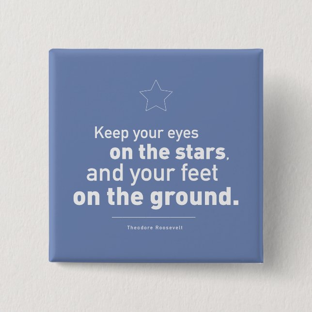 Bóton Quadrado 5.08cm Botão Theodore Roosevelt Cotação PERSONALIZADA (Frente)