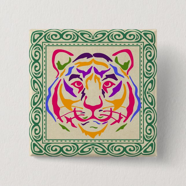 Bóton Quadrado 5.08cm Botão Tigre (Frente)