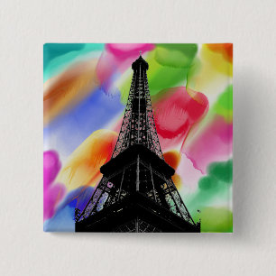 Bóton Quadrado 5.08cm Botão Torre Eiffel